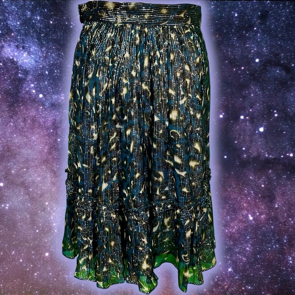 NWT Soeur ‘Lafayette’ Leopard Muslin Skirt in “Peacock Blue” Size 34 = Size XS - Picture 12 of 16